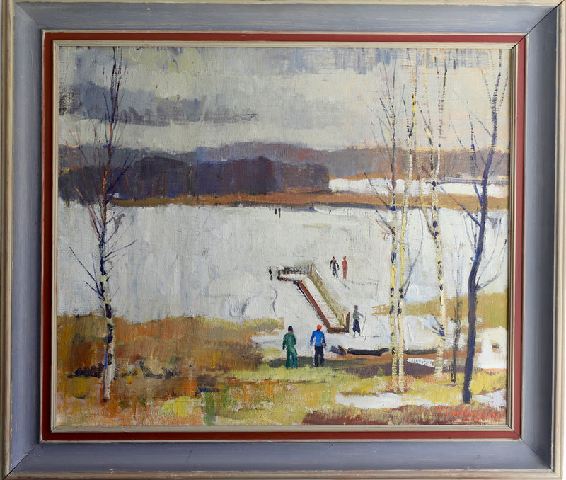 Mid Century Original Oil Painting From Sweden By G Sandberg