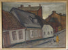 Mid Century Original Vintage Cityscape Oil Painting from Sweden 1969