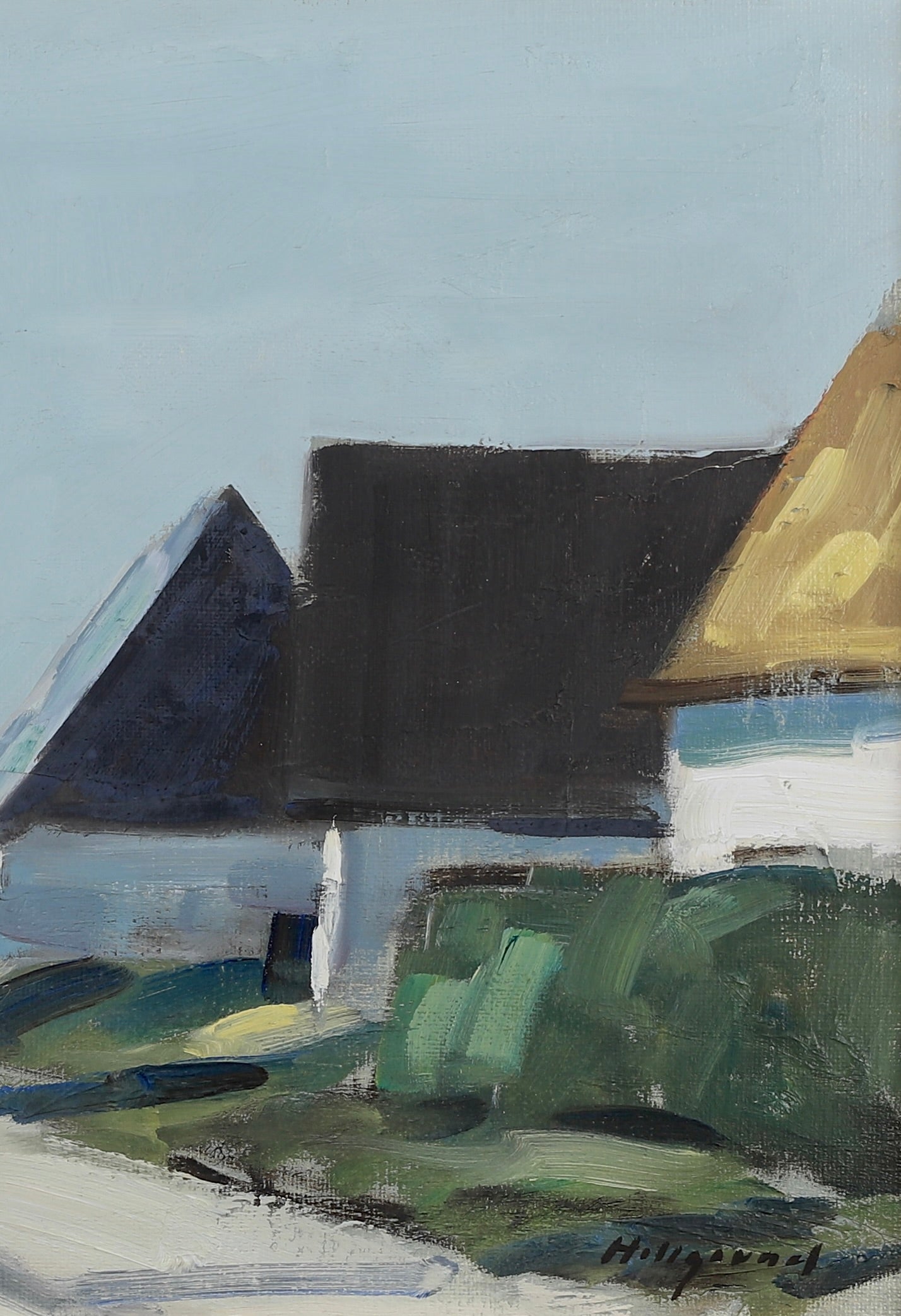 Original Vintage Mid Century Farmhouse Oil Painting Sweden