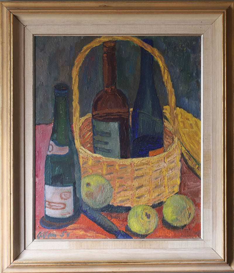 Vintage Mid Century Still Life Oil Painting from Sweden