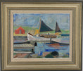 Load image into Gallery viewer, Original Vintage Harbor Scene Oil Painting By A Jönsson Sweden
