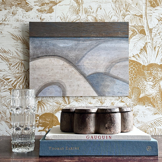 Mid Century Vintage Art Abstract Oil Painting From Sweden