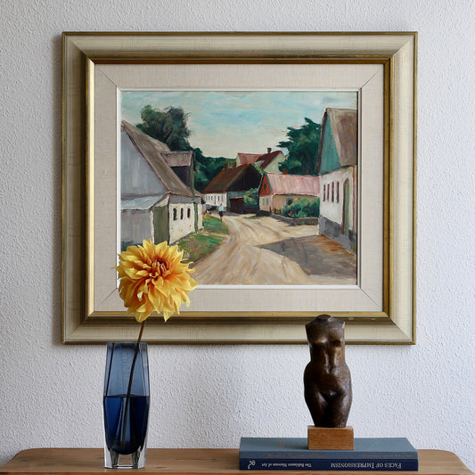 Charming Mid Century Original Oil Painting from Sweden 1959