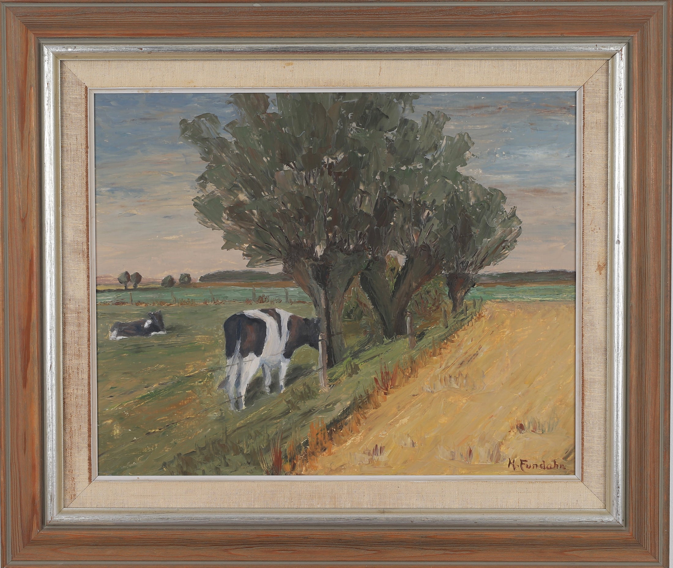Vintage Art Room Original Oil Painting of Cows From Sweden
