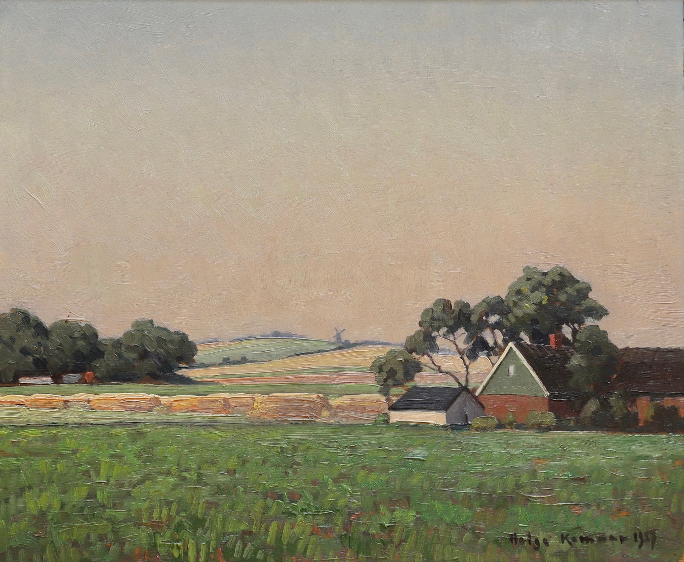 Original Vintage Farmhouse Oil Painting from Sweden 1927