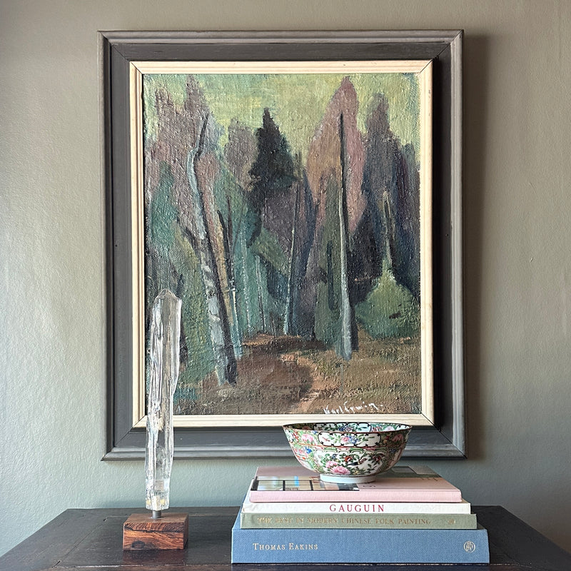 Mid Century Vintage Landscape Oil Painting From Sweden