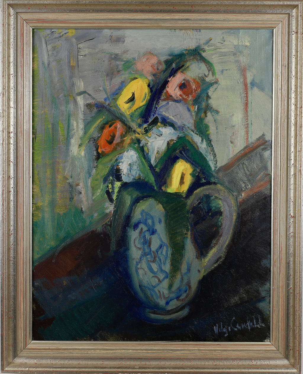 Vintage Art Still Life Original Oil Painting From Sweden H Cardell