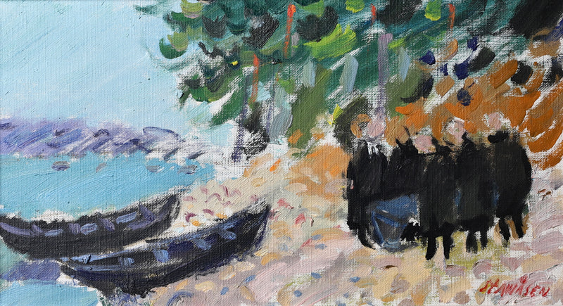 Mid Century Original Coastal Oil Painting Sweden 1970