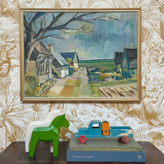 Original Vintage Farmhouse Oil Painting from Sweden