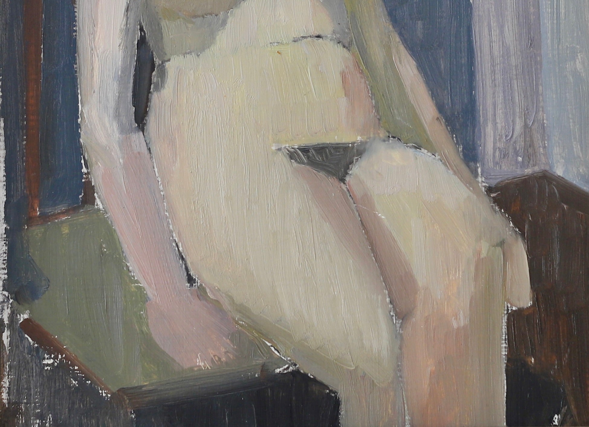 Original Mid Century Figurative Painting From Sweden
