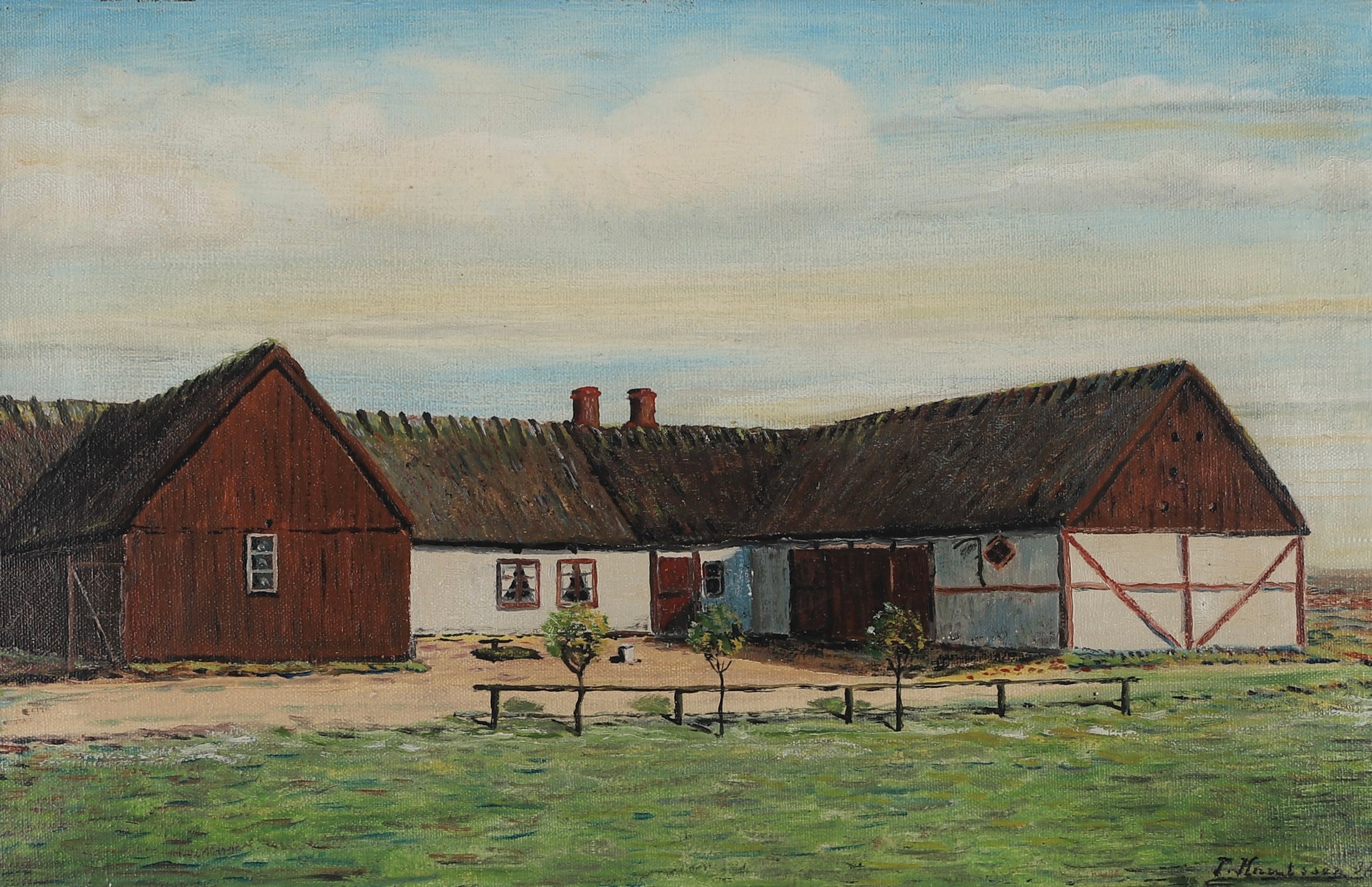 Original Vintage Farmhouse Oil Painting from Sweden