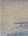 Vintage Art Mid Century Coastal Oil Painting by from Sweden