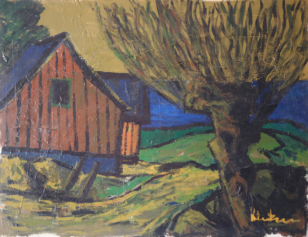 Mid Century Original Oil Painting From Sweden by K Christensen