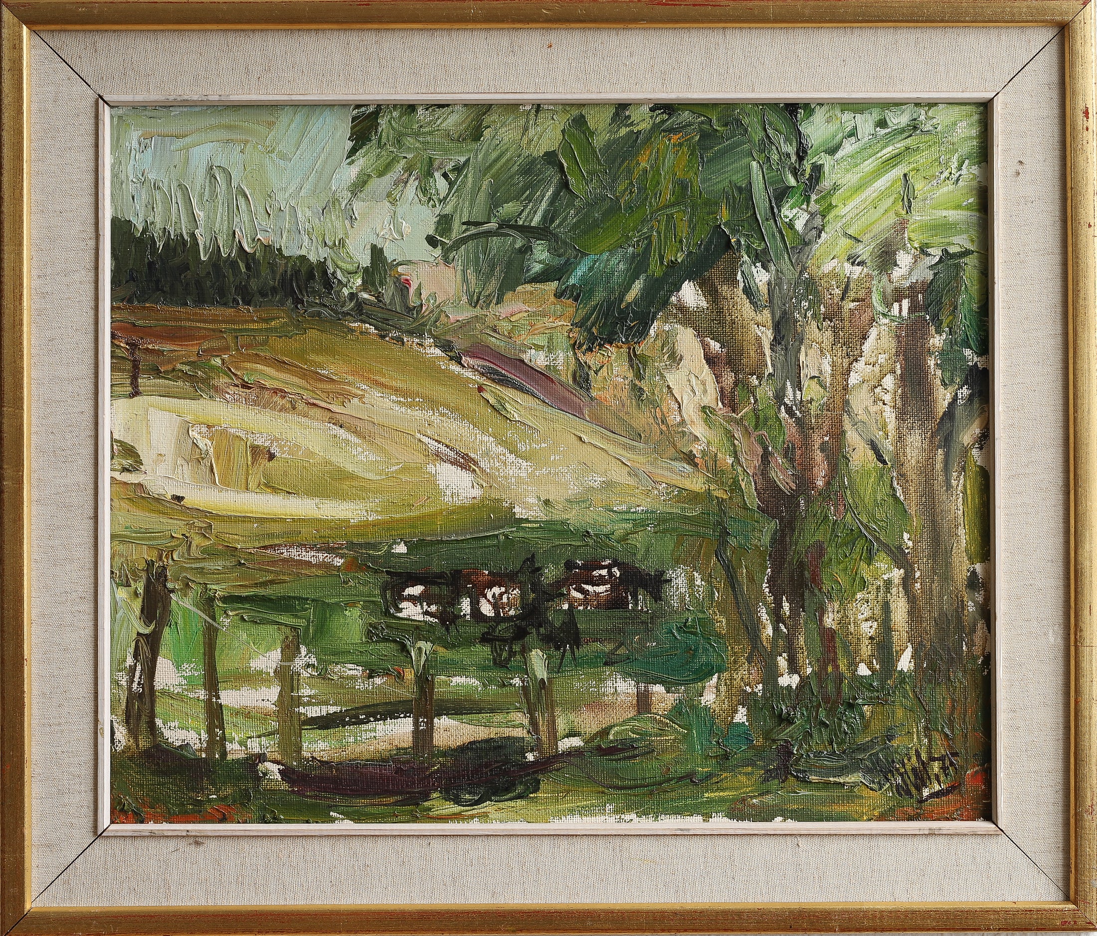 Mid Century Vintage Oil Painting from Sweden by O Wessbohn
