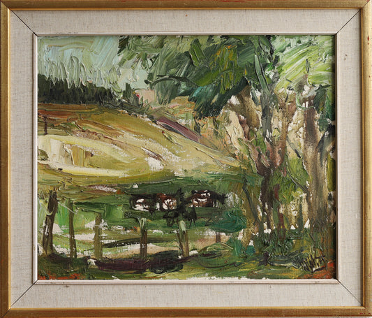 Mid Century Vintage Oil Painting from Sweden by O Wessbohn