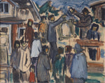 Vintage Painting of Figures from Sweden 1957