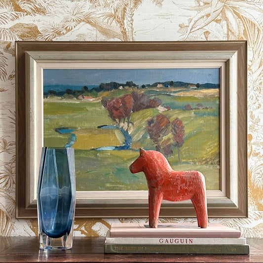 Vintage Landscape Oil Painting by T Nilsson from Sweden
