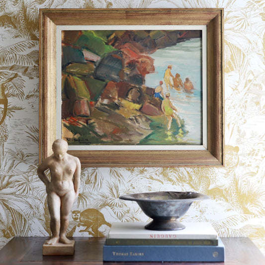 Mid Century Vintage Seascape From Sweden by G Berglund 1946