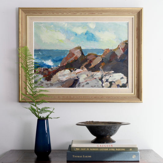 Vintage Coastal Painting by T Nilsson from Sweden