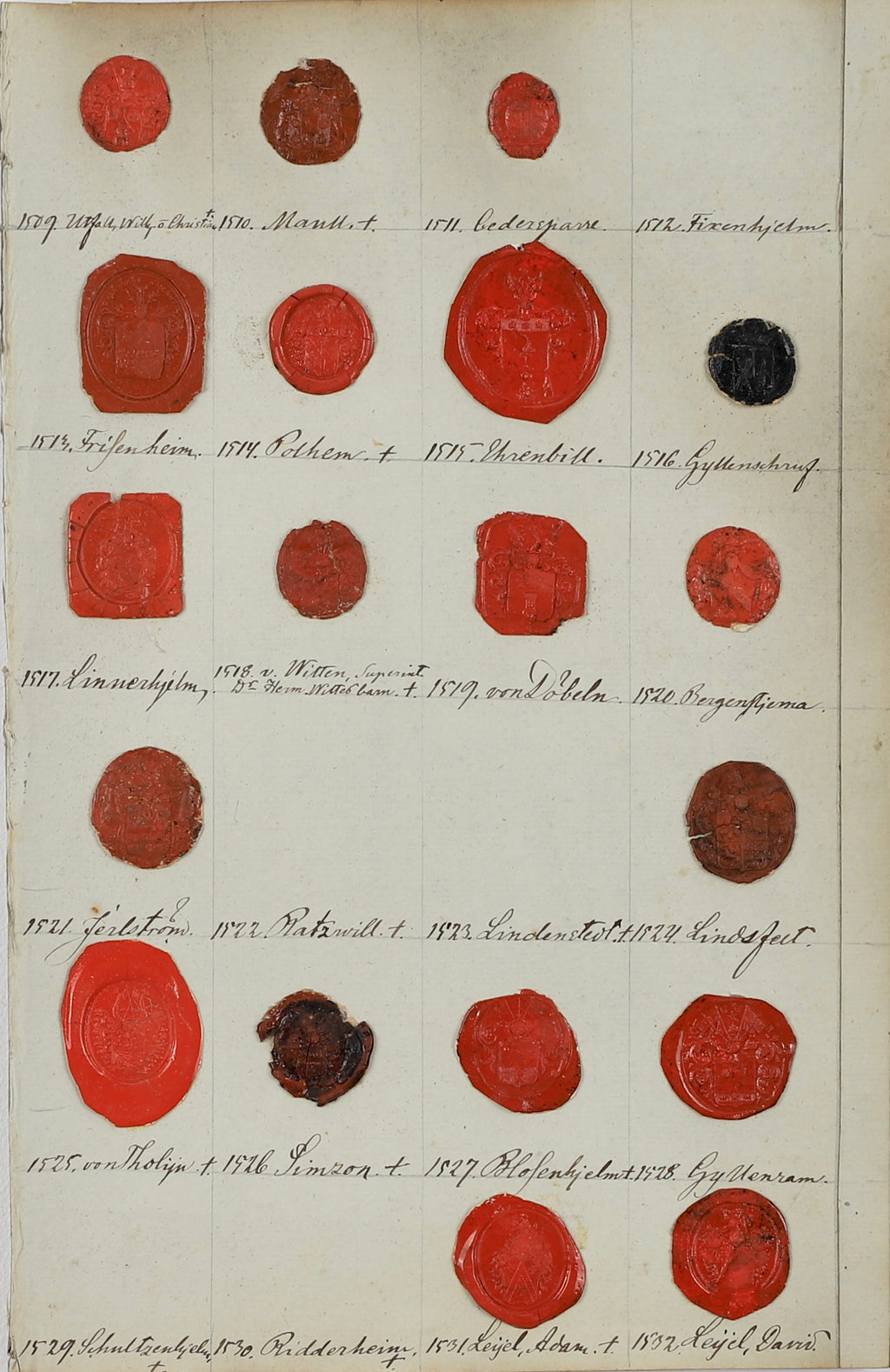 Antique 18th Century Heraldic Wax Seals From Sweden