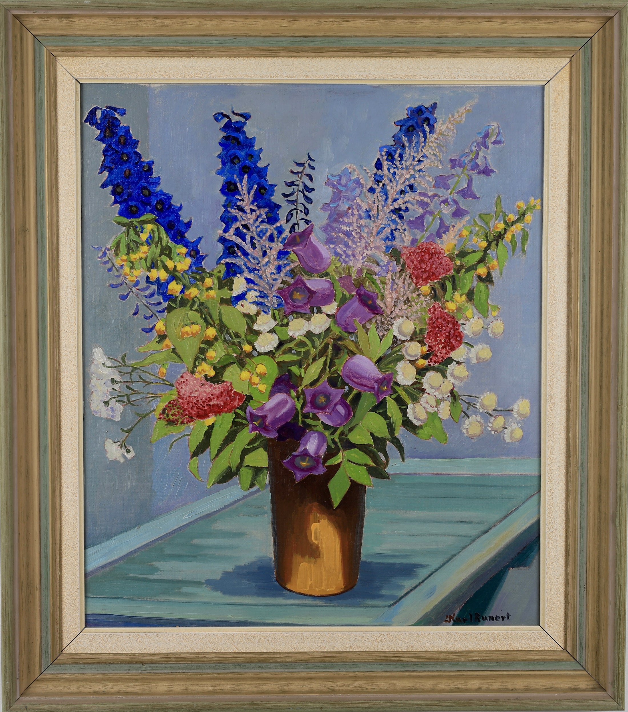 RESERVED SC Vintage Art Still Life Original Oil Painting From Sweden K Runert
