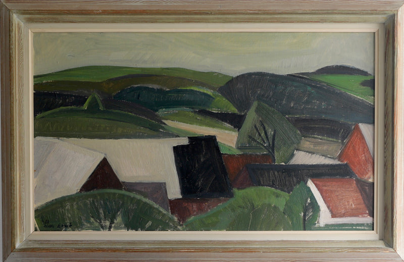 Mid Century Landscape Oil Painting By A Erwö Sweden