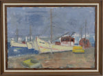 Vintage Art Mid Century Coastal Oil Painting from Sweden