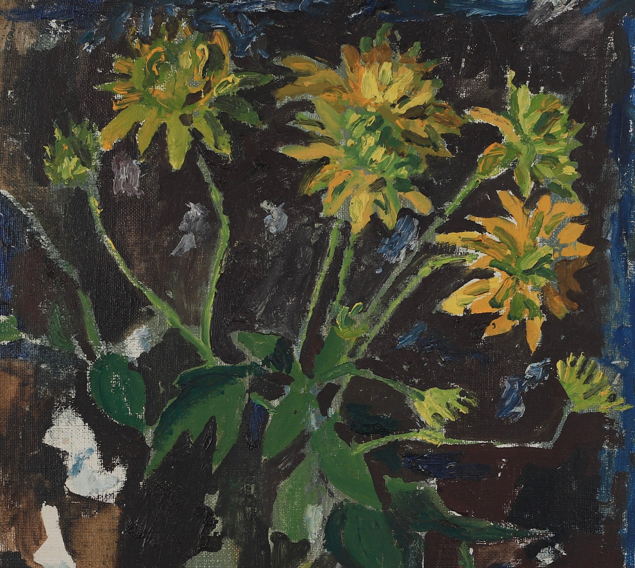 Swedish Mid Century Vintage Art Floral Still Life Oil Painting