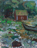 Vintage Coastal Painting by from Sweden by B Wahlberg