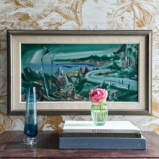 Vintage Coastal Painting from Sweden by E Isholt