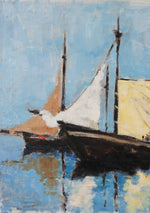 Mid Century Original Sailboat Oil Painting From Sweden