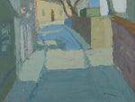 Colorful Swedish Vintage Original Streetscape Oil Painting