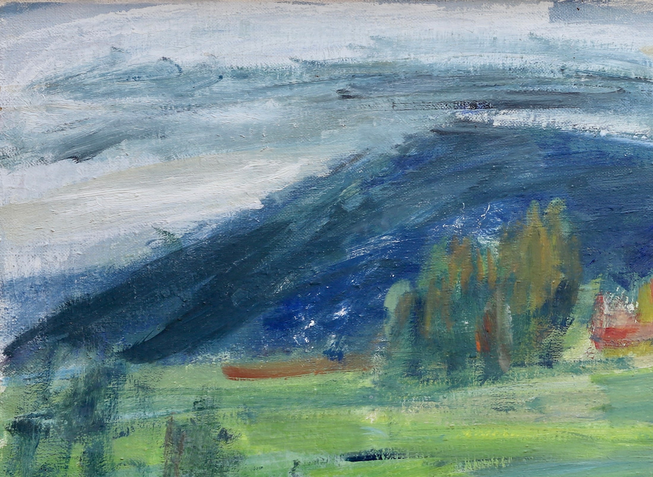 Vintage Art Room Original Landscape Oil Painting from Sweden