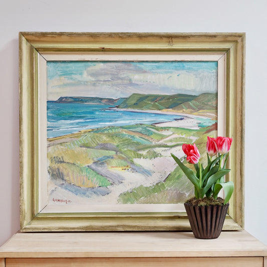 Mid Century Original Coastal Oil Painting From Sweden