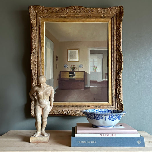 Vintage Art Room Original Interior Oil Painting from Sweden