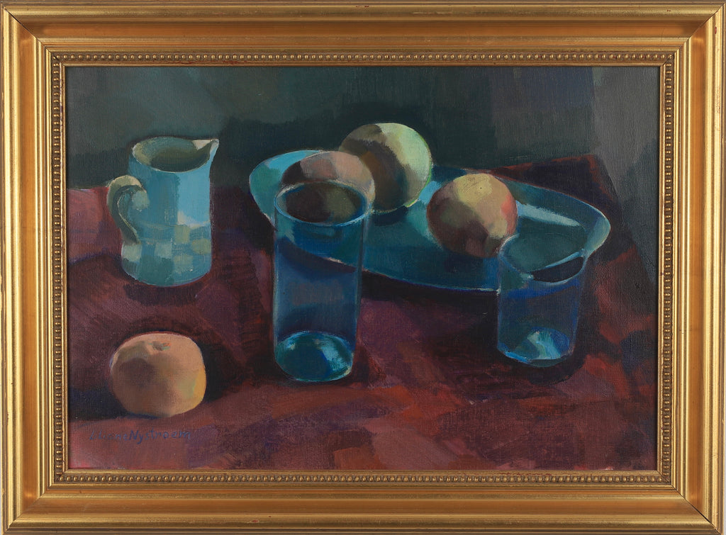 Vintage Mid Century Still Life Oil Painting By Sweden