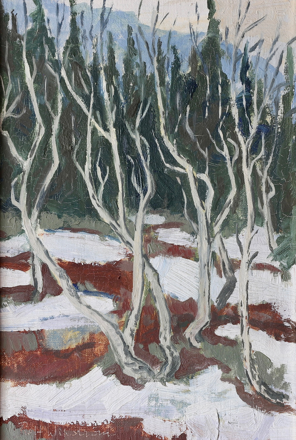 Mid Century Original Winterscape Oil Painting From Sweden