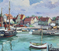 Load image into Gallery viewer, Original Vintage Art Harbor Oil Painting From Sweden
