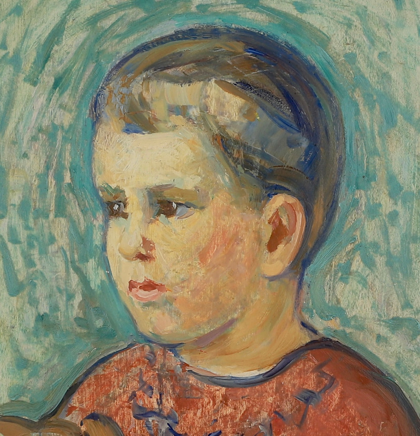 Vintage Art Room Antique Oil Portrait Sweden
