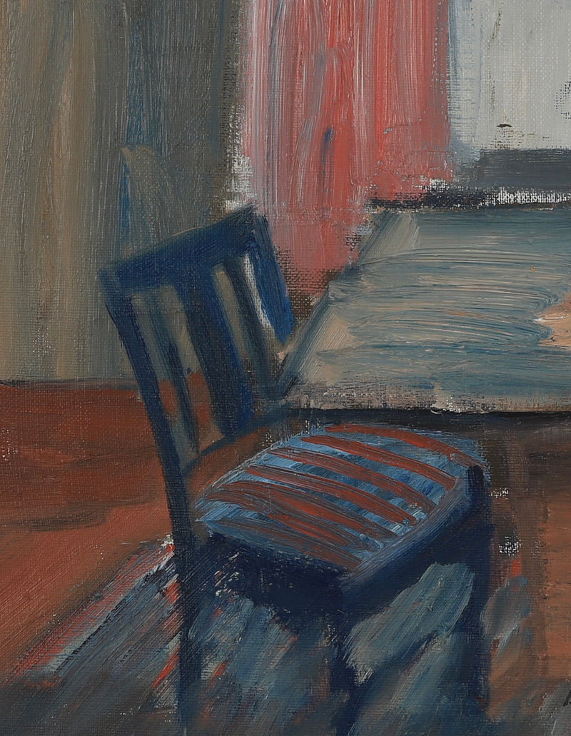 Mid Century Interior Oil Painting From Sweden