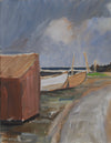 Original Vintage Art Coastal Oil Painting From Sweden 1967