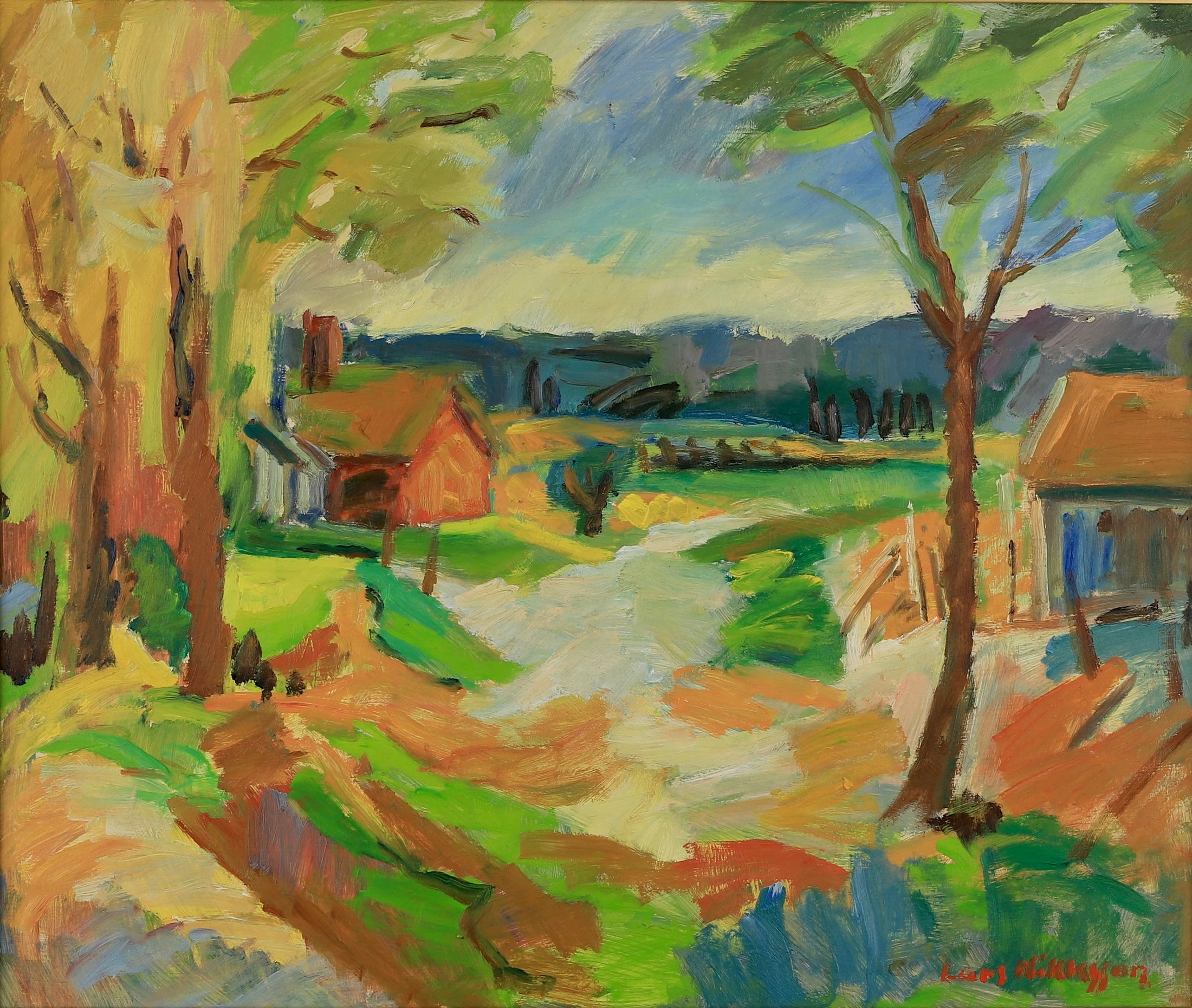 Vintage Art Mid Century Oil Painting From Sweden