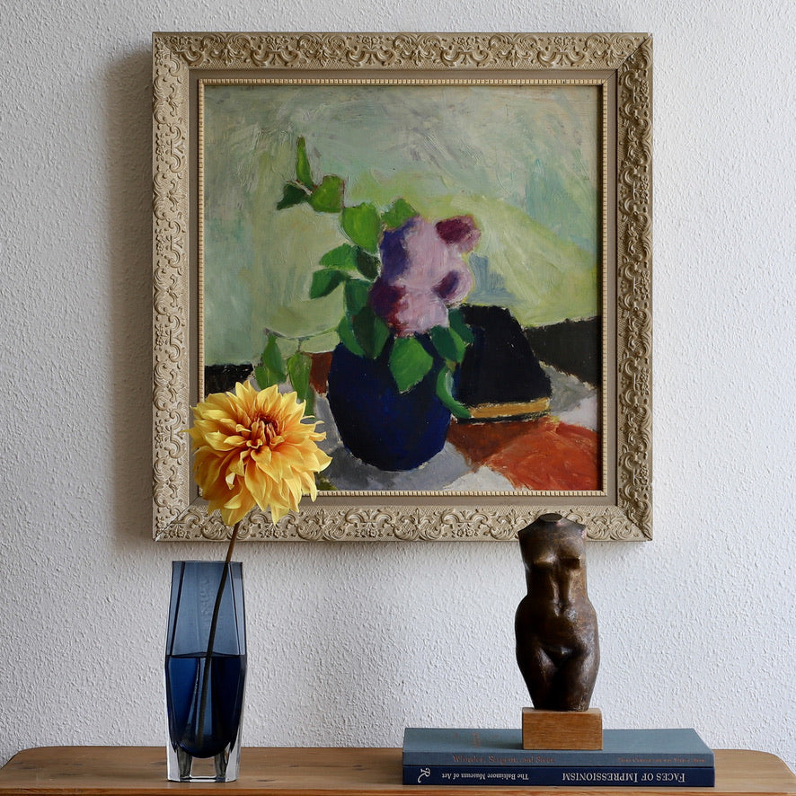 Vintage Mid Century Original Floral Still Life from Sweden
