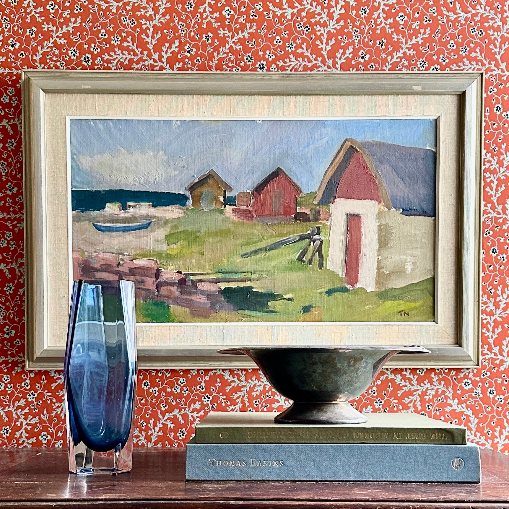 Vintage Coastal Painting by T Nilsson from Sweden