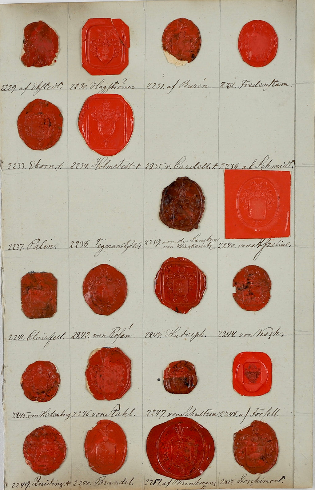 Antique 18th Century Heraldic Wax Seals From Sweden