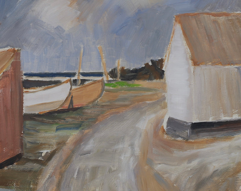 Original Vintage Art Coastal Oil Painting From Sweden 1967