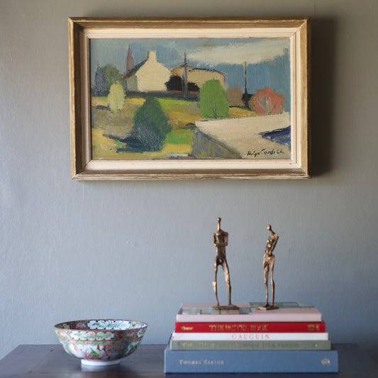 Mid Century Vintage Oil Painting From Sweden By H Cardell 1952