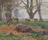 Mid Century Original Landscape Oil Painting by R Nielsen