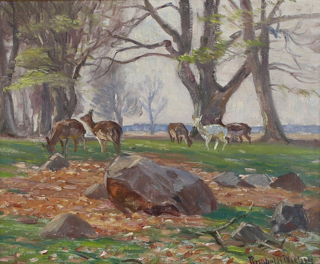 Mid Century Original Landscape Oil Painting by R Nielsen