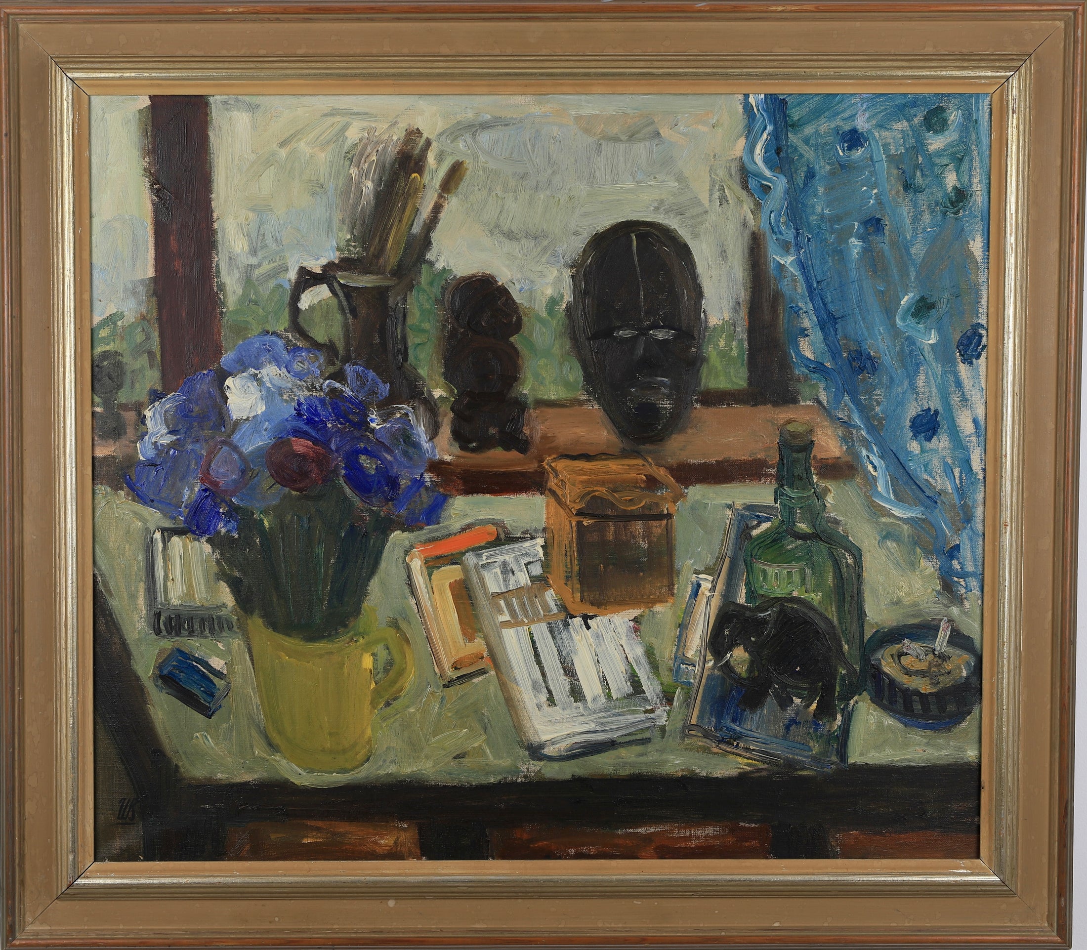 Vintage Art Room Original interior Oil Painting Sweden 1949